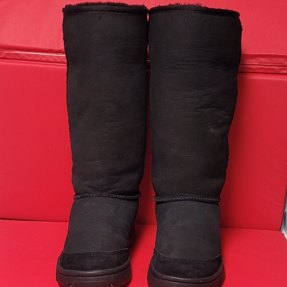 UGG Australia Ultimate Tall Braid Jet Black Sheepskin Women's Boots #5340 size 8 - Picture 3 of 13
